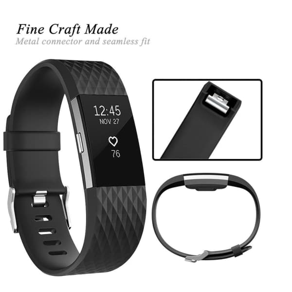 Fitbit Charge 2 -ranneke, silikoni, musta (L)