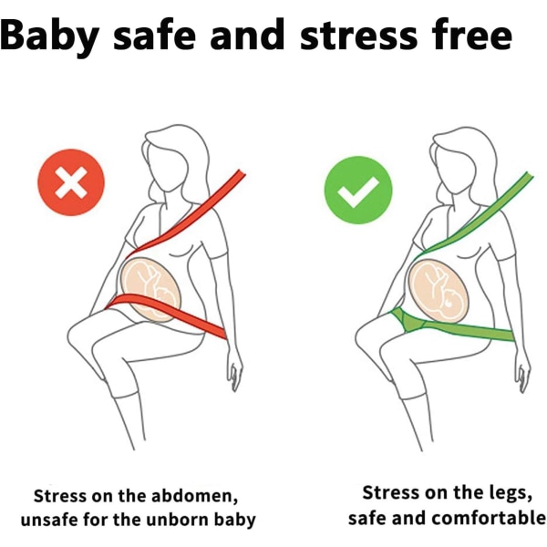 1st svart gravidsäkerhetsbälte, graviditetsbilbälte, förhindrar abd