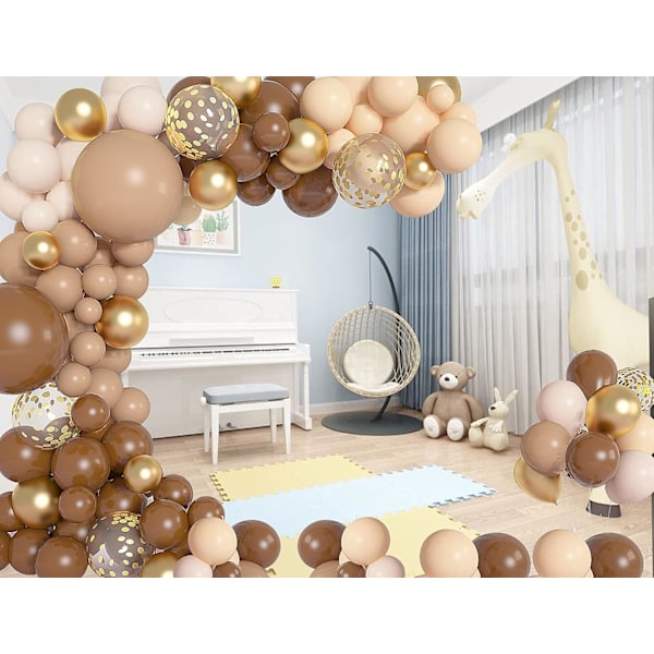 126 stykker kaffebrun ballon guirlande beige abrikos nøgen karamel