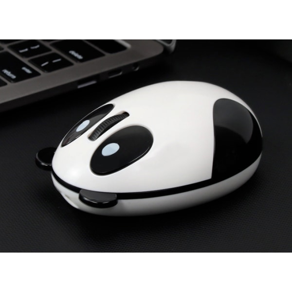 Svart og hvit trådløs tegneserie trådløs mus, Panda Wireless O