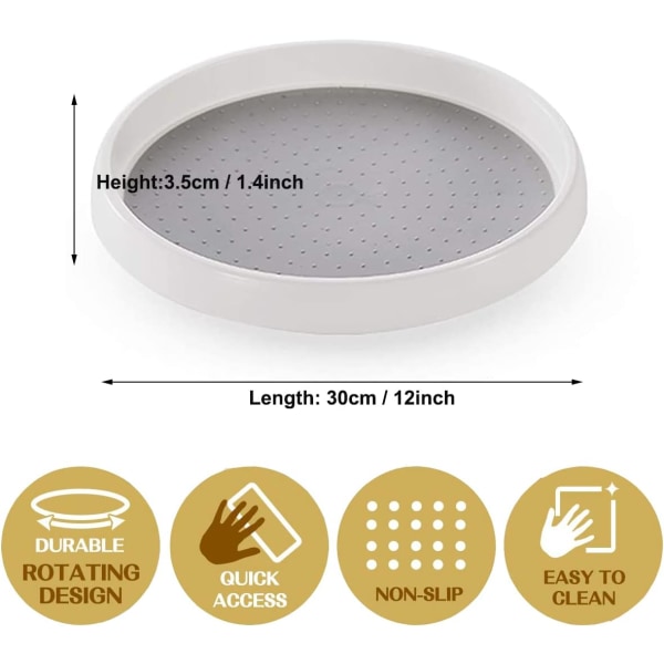 1 stk Lazy Susan dreieskive, 360° roterende oppbevaringsbrett, roterende Ki