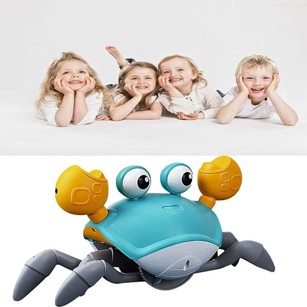 Krypende krabbe-babyleke med musikk og LED-lys for barn, småbarn