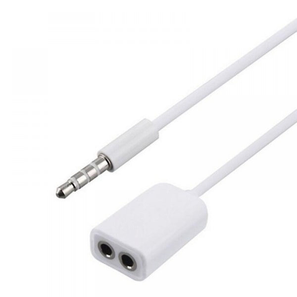 (Hvid) 3,5 mm Aux 1 han til 2 hun lyd hovedtelefon headset øretelefon splitter kabel adapter splitter kabel til computer pc smartphones