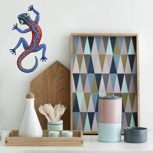 Gekko Salamanderi -metalli Gekko Seinäkoriste, 16,5 * 29 Cm Gekko
