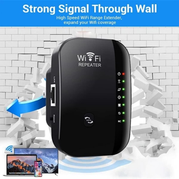 Sort Kraftful WiFi Repeater WiFi Forstærker 300Mbps 2.4G WiFi Rep