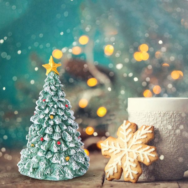 Liten snöig julgran mini konstgjord frostträd vinter DIY