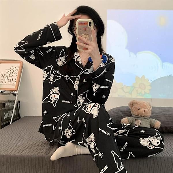 Naisten ja tyttöjen kawaii-sarjakuva pitkähihainen paita ja housut 2 osaa Pa