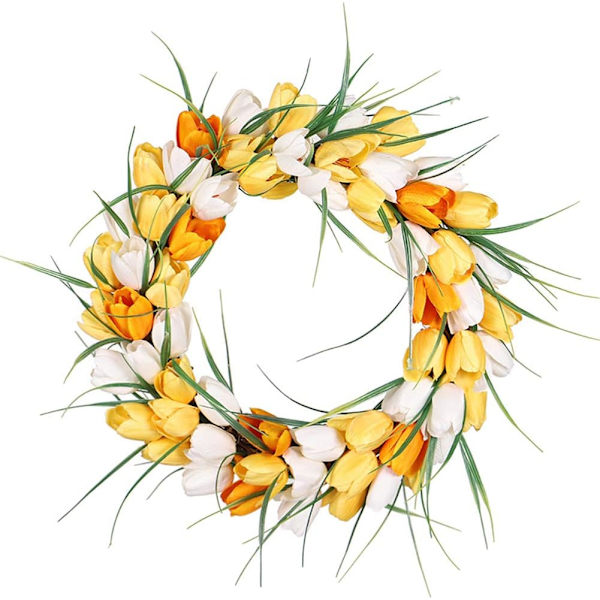 Dørkrans, kunstige blomster tulipan krans - fire årstider foran