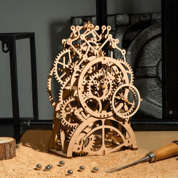 Wooden Clock 3D Wooden Construction Kit uten lim Laser Cut 3D