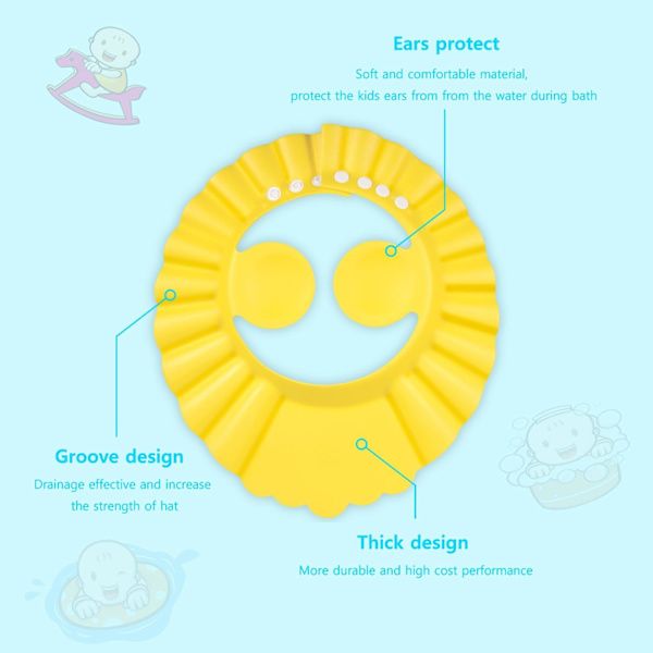 3 stk Baby Shower Hat, Justerbar Visor Badehetter For Kids Sha
