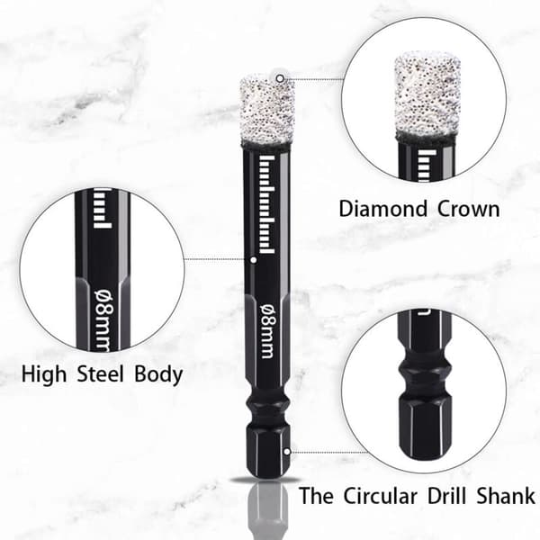 Diamantbor 5mm 6mm 8mm 10mm 12mm Bor Bits Diamantbor
