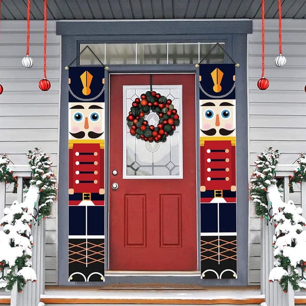 1 par 180 cm banner julepynt, udendørs julepynt rød