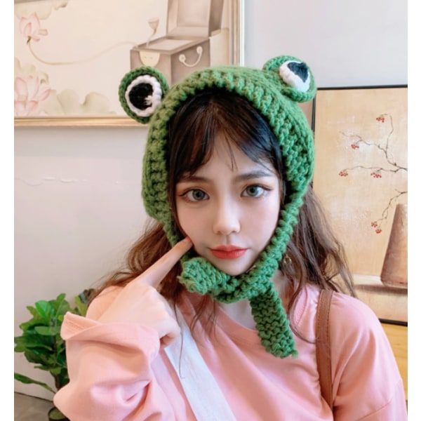 Frog Headband Hat Cute Crochet Knitted Headband Outdoor Big Eye F