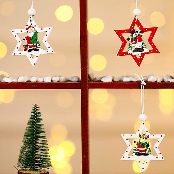 Julgranshängen i trä 18 st julgransprydnader i trä