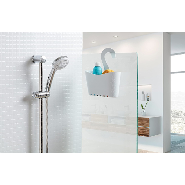 Harmaa suihkukori koukulla Mitat: 25 x 9 x 28 cm suspensio