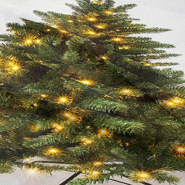 Grön julgran väggbonad med lampor - Väggdekor för B