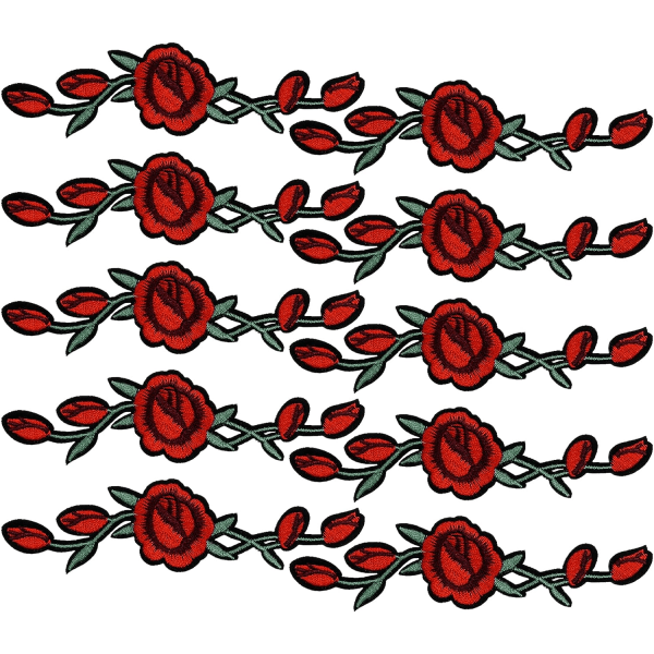 10 stykker broderi strygemærke Rose blomster stryge rose jern