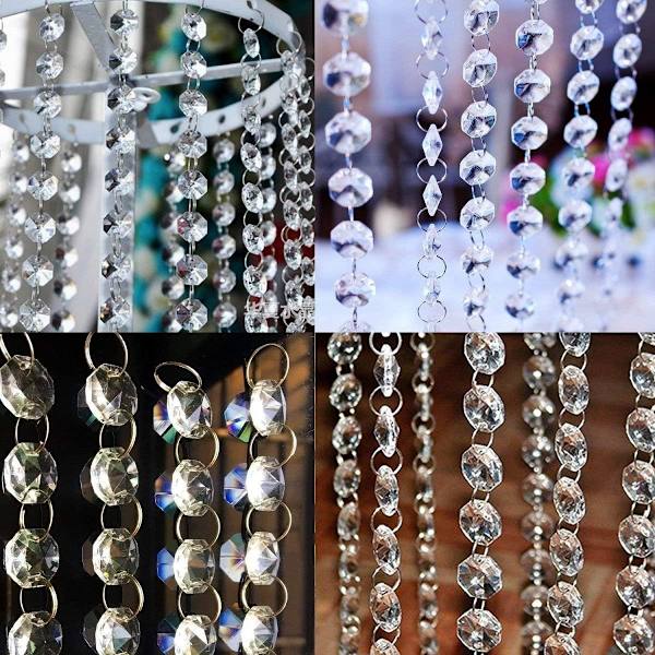 10 stk 1M Krystal Perler Garland Ottekant Gardin Strenge Garland Pe