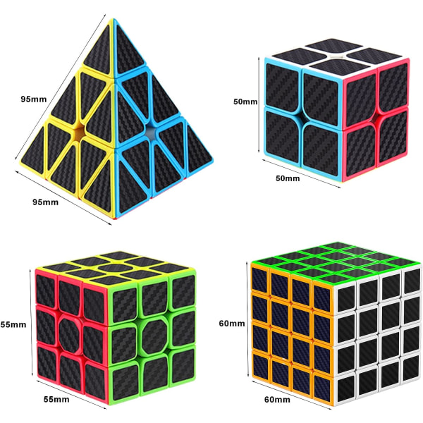 Speed ​​Cube Set, Puzzle Cube Bundle av 2x2 3x3 4x4 Pyramid Speed