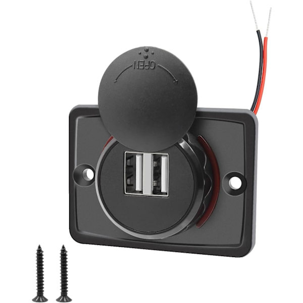 (1 stk) 12V USB-uttak 12V USB-port Dobbel USB-uttak Bobil