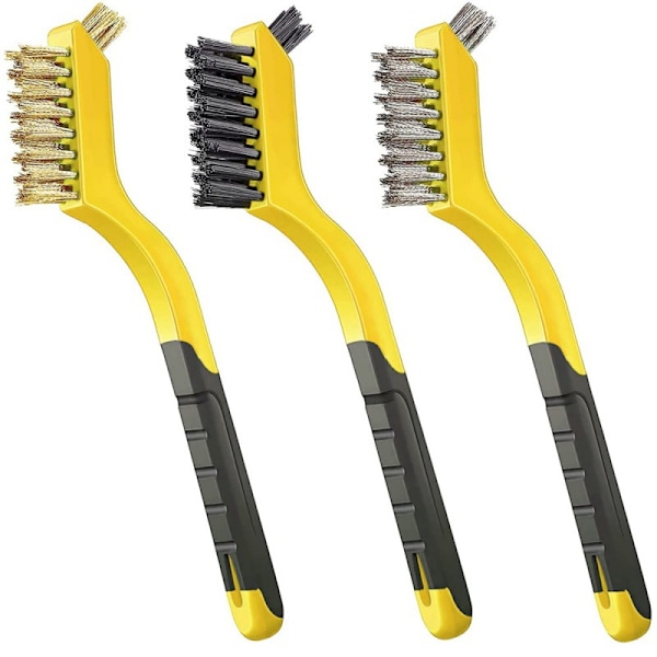 Set med olika miniborstar med ergonomiskt handtag 1 nylon, 1 mässing