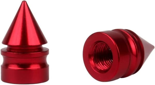 5 røde koniske ventilhatter til bil og cykel, aluminiumlegering