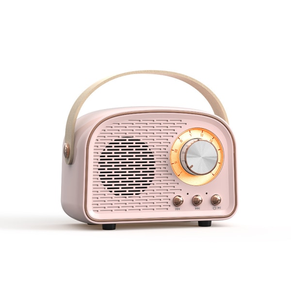 Mini radio bluetooth högtalare, bärbar liten högtalare rosa