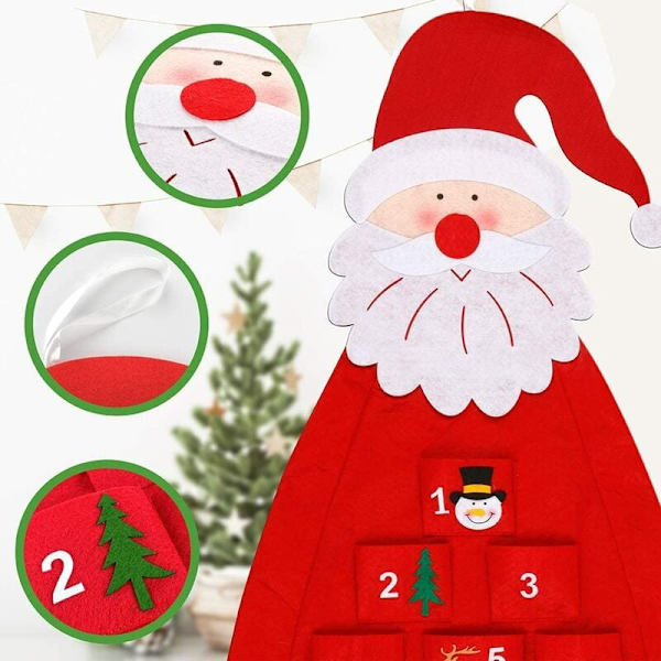 Julekalender 3D adventskalender med 24 lommer