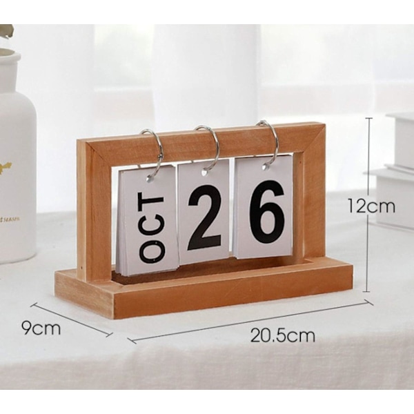 Kompakt skrivbordskalender med trä enbladig grön presentation