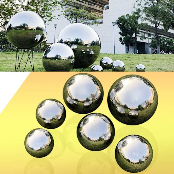 Speilball 15 cm i diameter i skinnende sølvpolert rustfritt stål