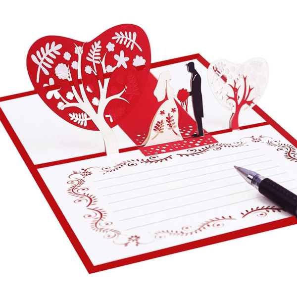 Valentine's Day-kort, bryllupsdagskort, 3D-kort, Pop Up C
