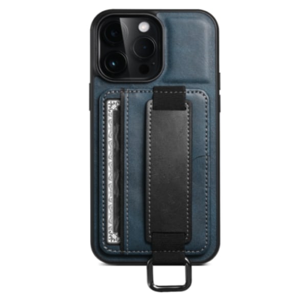 Sininen, sopii iPhone 15Pro -kortille, jossa on pidike phone case nahka