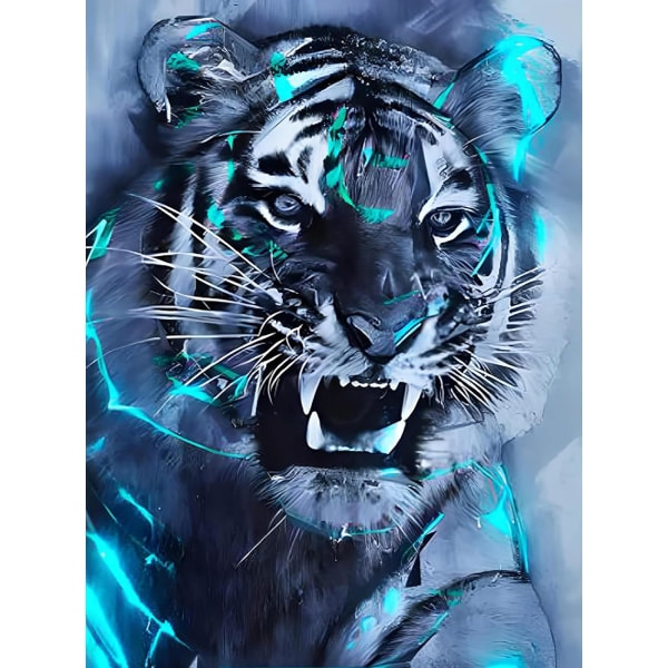5D- diamond painting , tee-se-itse Tiger diamond painting, 30 x 40 cm