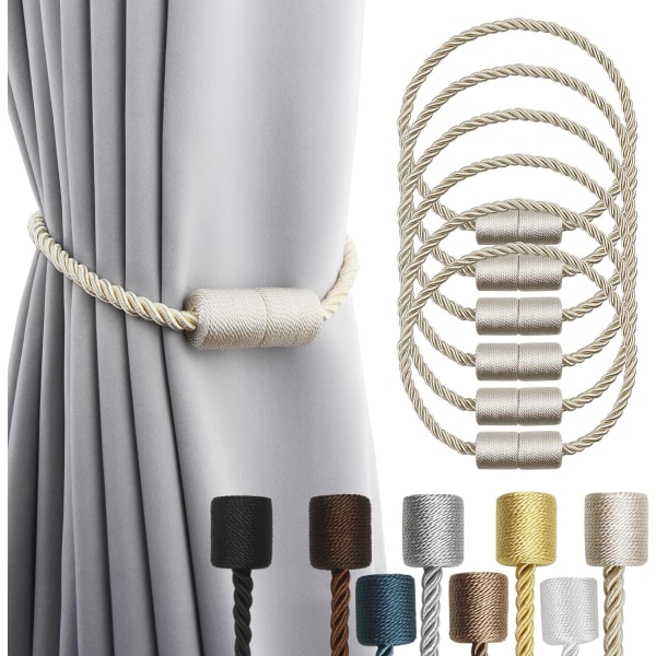 Et sæt med 6 råhvide moderne dekorative solide magnetiske gardiner fo