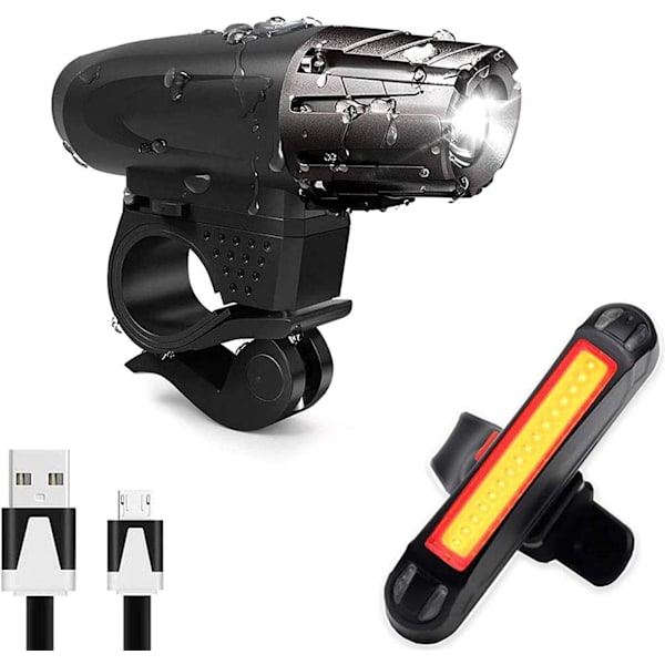 Cykellampor, USB-laddningsbara IPX6 Vattentäta Fram- och Bakcykel