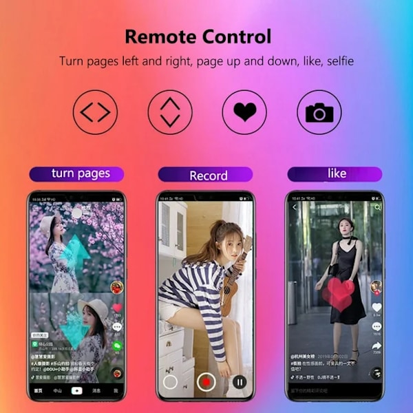 Pink, Bluetooth-fjernbetjening til sidevending, egnet til iPhone,