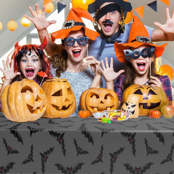 1 stk. Grå Bat Plast Halloween Dug, Stor Rektangulær Dug