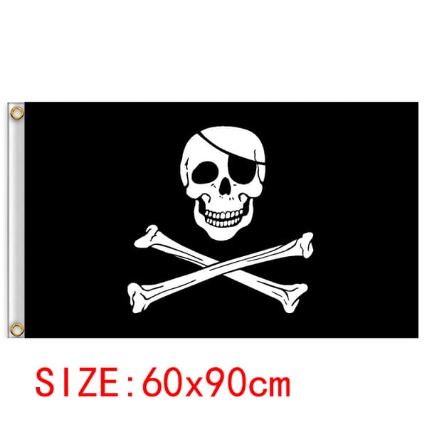 60*90cm Skinhead-silmälappu, ulkoilmamerirosvolippu Halloween-merirosvo F