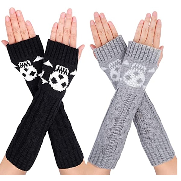 Arm Stickade Handskar Kvinnor Vinter Termiska Fingerlösa Handskar Varmt Wr