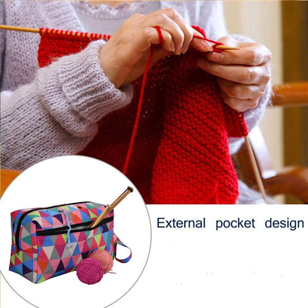 Stickad förvaringsväska för textilgarn, 2 stycken hopfällbar stickning