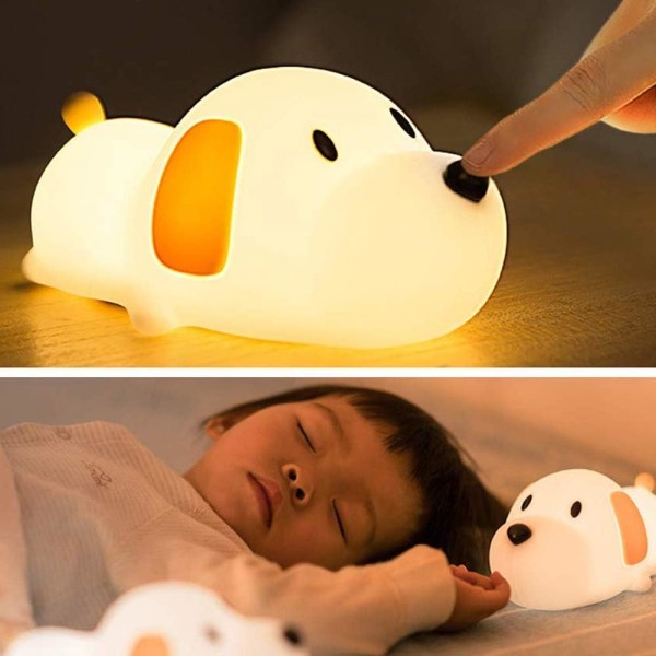 LED nattlampa för barn, söt mjuk silikonvalp/katt/älg för