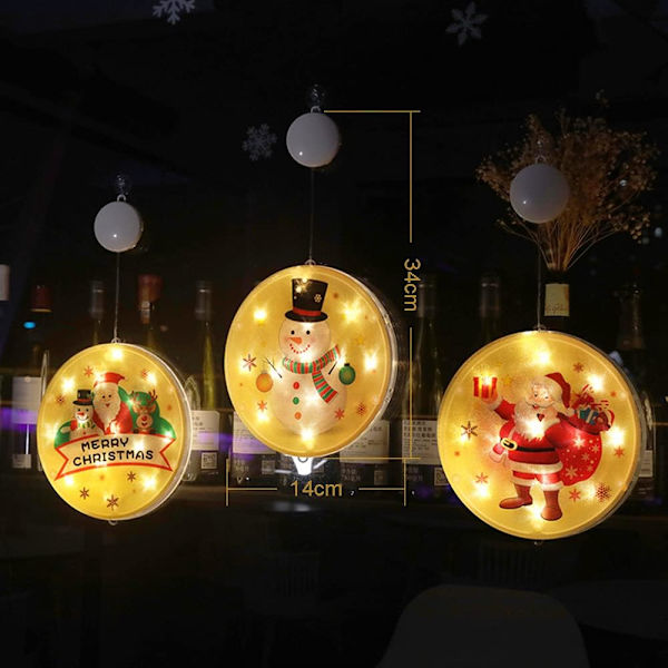 3 kappaletta jouluvaloja, 3D-riippuvalot imukupilla, Ba