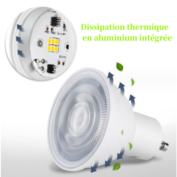 10 Pak LED Pærer 6000k Positiv Hvid GU10 Lineær 6W Spotlys