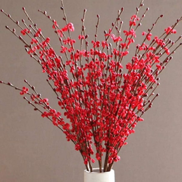 Punainen set 10 keinotekoista jasmiinin kukkaa ja 75 cm pitkät varret -