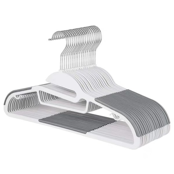 Et sæt med 20 grå ultra robuste skridsikre plastikbøjler med rubb