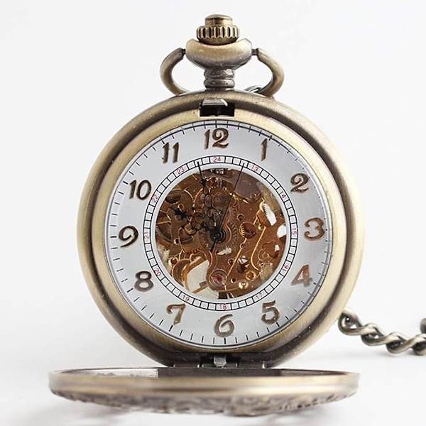 Steampunk Retro Hand-Wind Mekanisk Fickur med Romerska/Arabiska