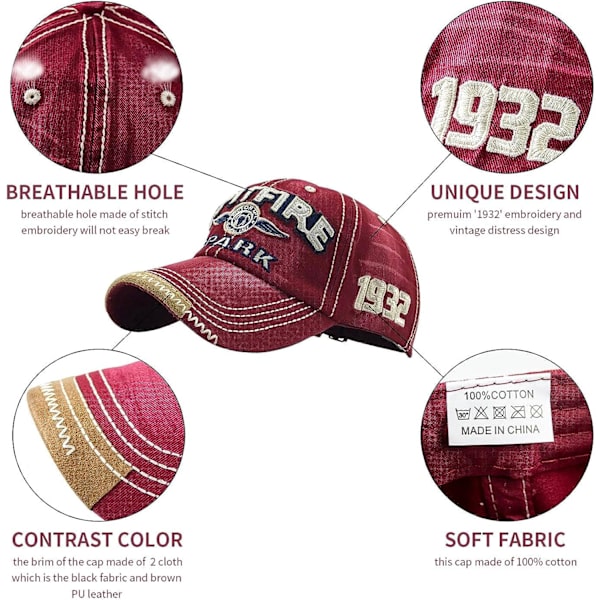 Herre Hat Retro Style Åndbar Unisex Bomulds Baseball Cap Summe