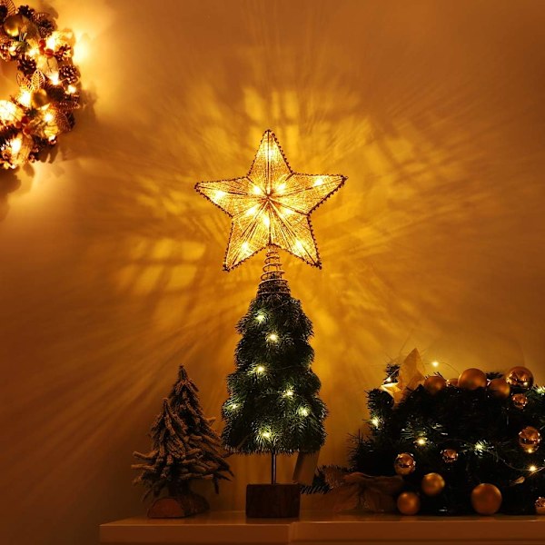 Wire Star Juletræ, Pentakelformet Lampe med Spiral Base a