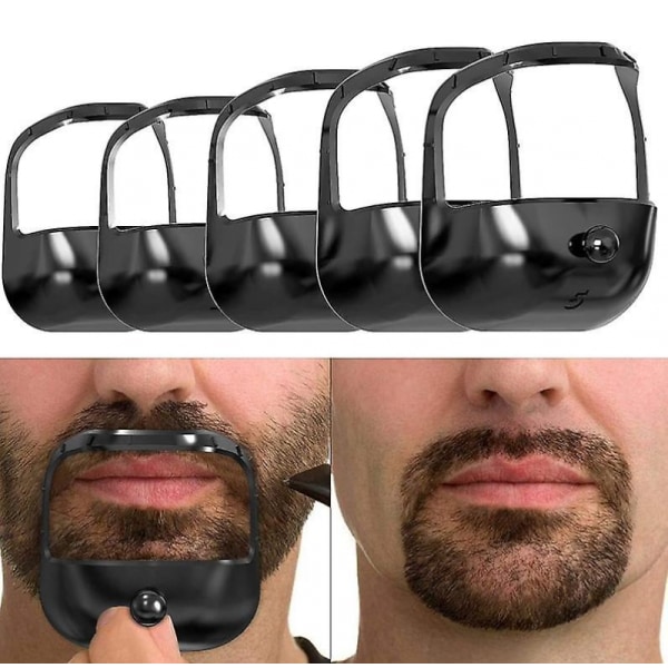 （Sort）5 størrelser fippskjegg barberingsmal Beard Guide Shaper Beard S