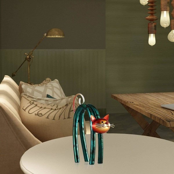 Modern liten katt metallskulptur för dekoration